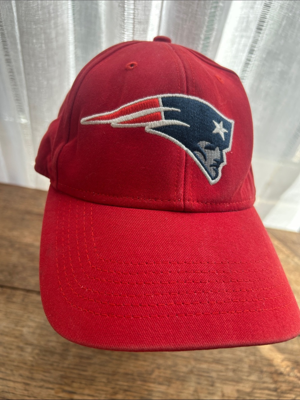 NFL New England Patriots Red Adjustable Cap W/ Flying Elvis Embroidered In Front